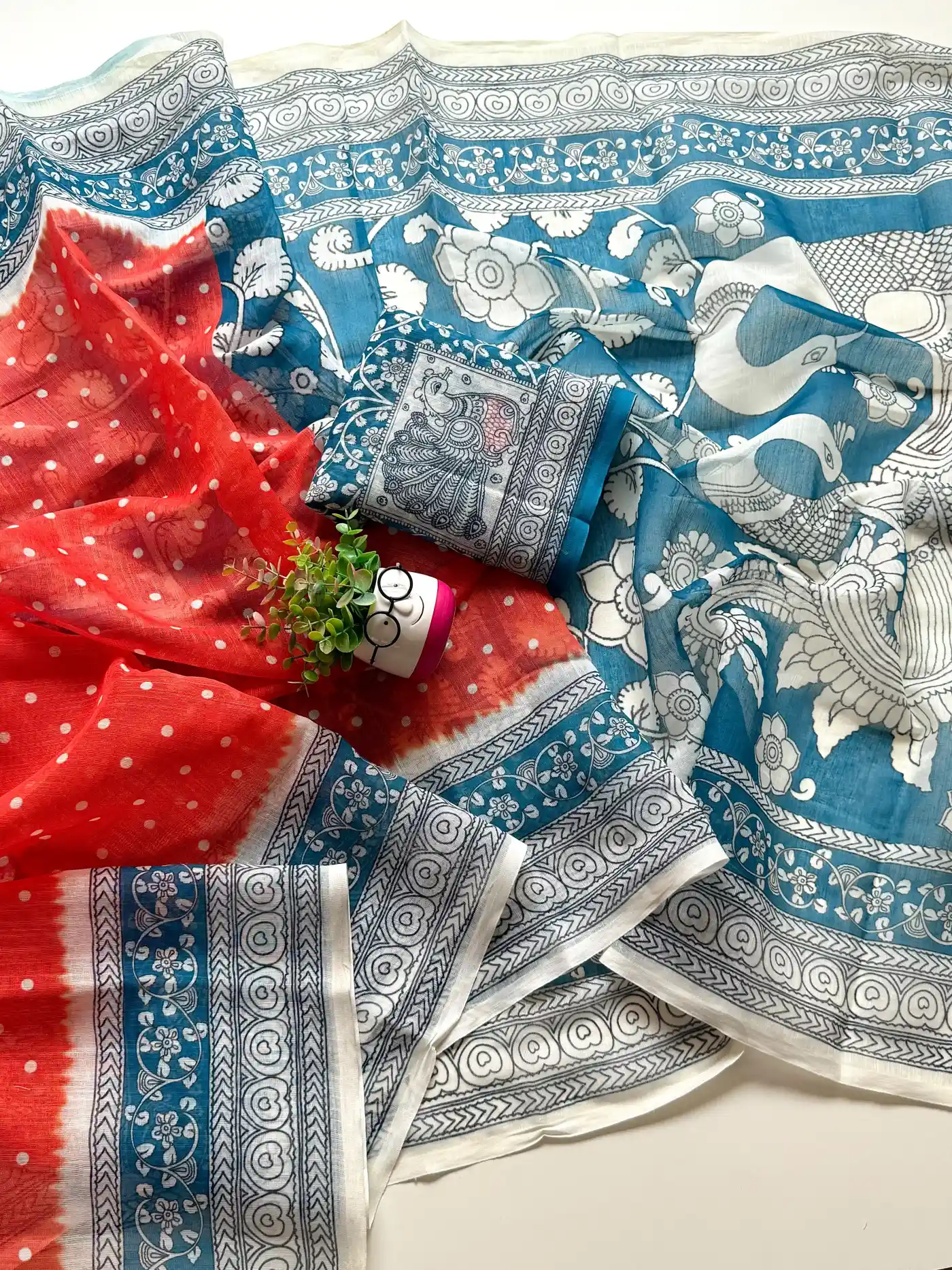 Soft Cotton Linen Fabric Witn Beautiful Floral Digital Print Saree